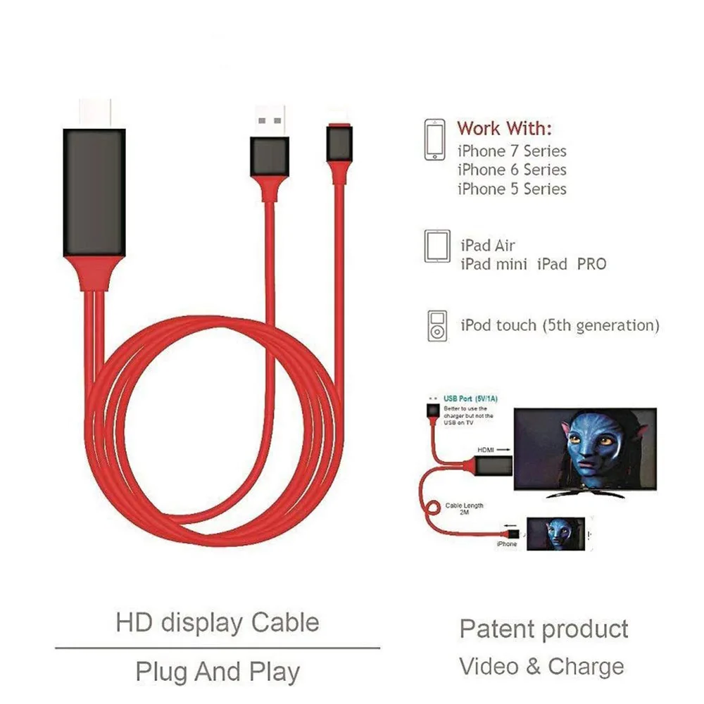 For iPhone 1080 P MHL Micro USB для кабеля HDMI 4 k зарядки HDTV видео кабель адаптер конвертер для Android samsung телефоны для IOS для iPhone - Цвет: For iPhone