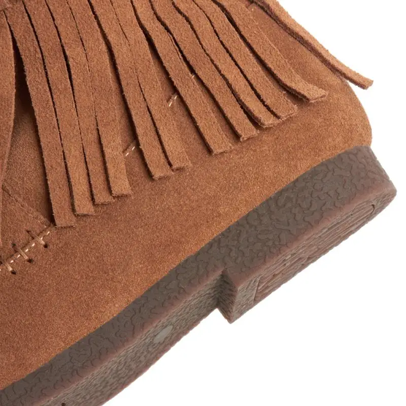 Женские сапоги из натуральной кожи с круглым носком на плоской подошве|genuine leather