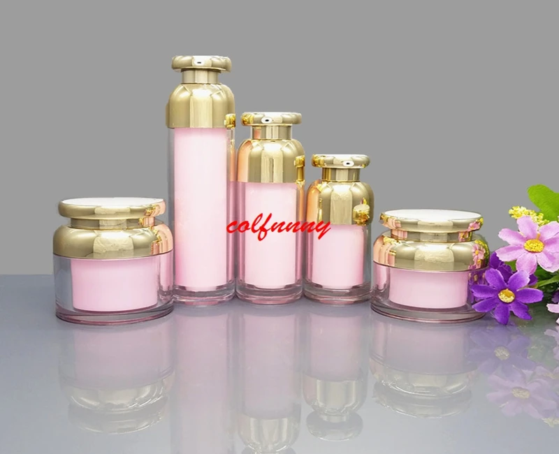 

15ml 30ml 50ml 100ml Empty Acrylic Pink Gold Essence Vacuum Pump Bottle Makeup Cream Jar Empty Cosmetic Container F060402