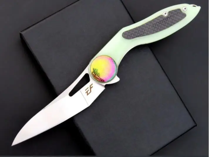 green EF14 D2 G10 ручка прямой нож для охоты и кемпинга выживания складываемый карманный нож для повседневного использования, Ножи открытый мульти инструменты OEM Рождественский подарок - Цвет: green