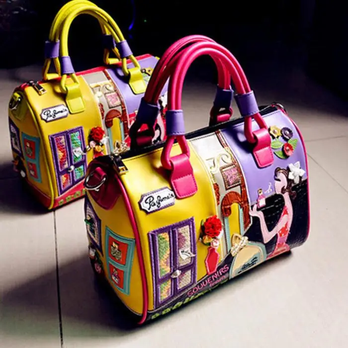 Super quality Frauen Boston Handbag PU Embroidered Anime Candy Farbe luxurious Handbags Best Sale-WT