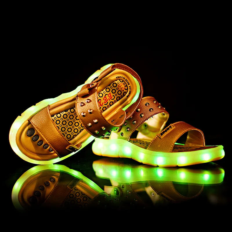 

2018New Brand Children Led Lamp Sandals USB Charging Beach Outdoor Sandals Boys Girls Luminous Sandals Size25-38