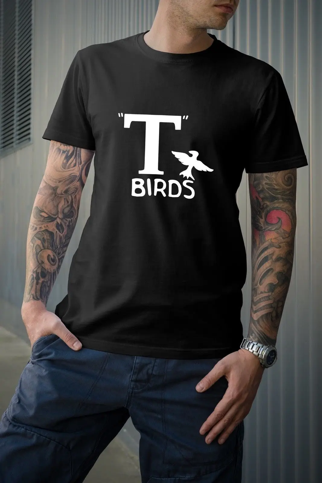 Funny O Neck T Shirt T-Birds 2 - Mens Funny T-Shirt Grease John