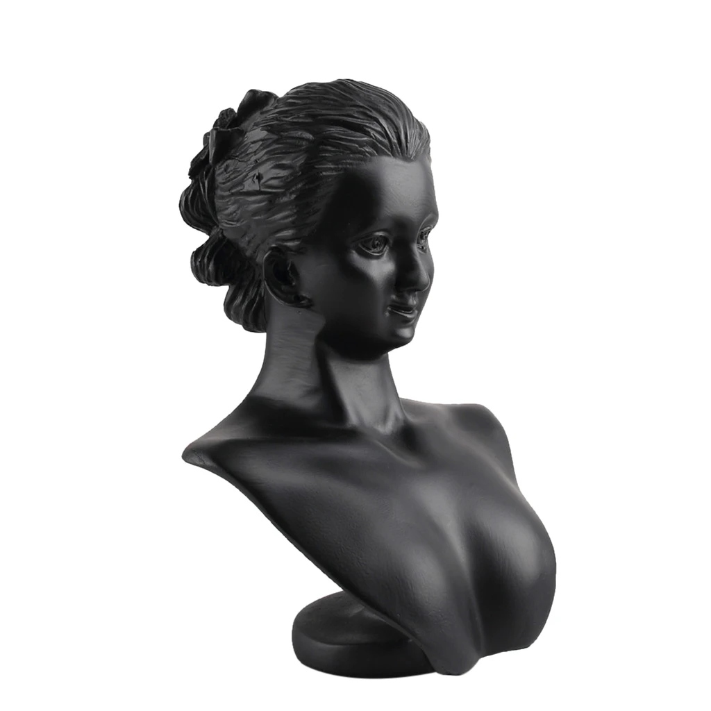 Black Resin Figurine Bust Mannequin Model Jewelry Display Rack Counter Display for Necklace Pendant Earring Chain Showcase