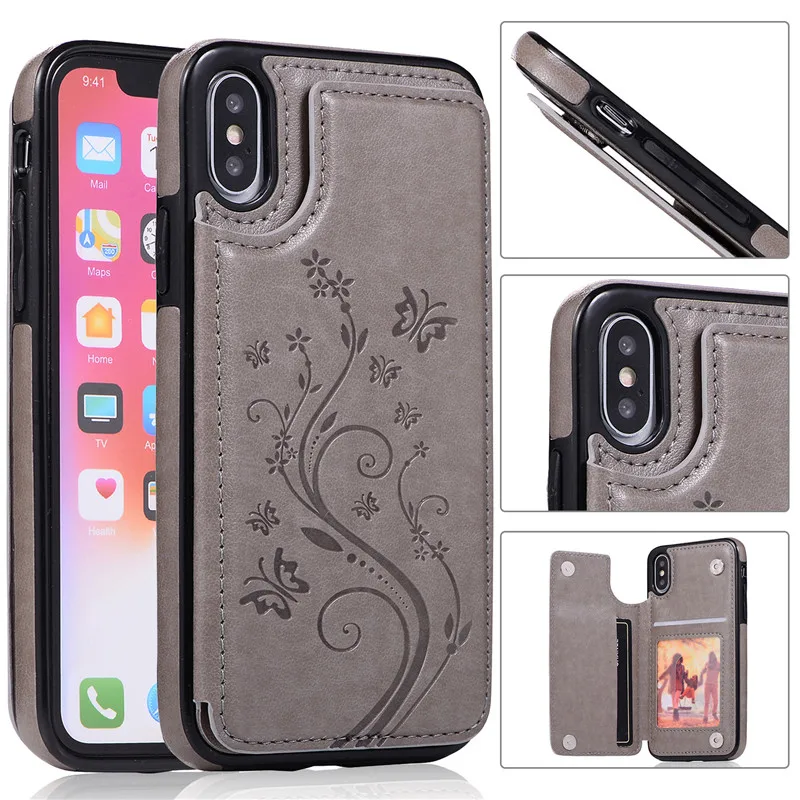 Tikitaka Butterfly Pattern Wallet Case For iPhone 7 8 Plus XR XS Max Magnet Leather Flip Cases For iPhoneX 7Plus 6 6S Plus Cover