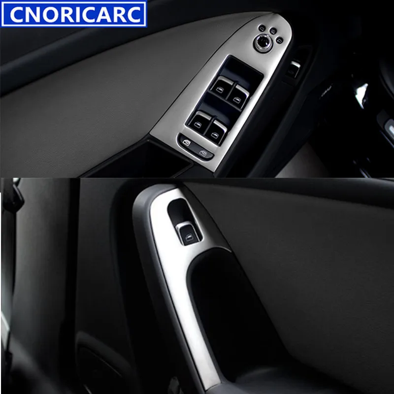 

CNORICARC Inner Door Window Glass Lifter Button Cover Trim Strip For Audi A4 B8 Car Styling Interior Armrest Handle Sticker