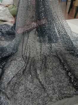 

African glitter Lace Fabric/african Sequins lace fabric JIANXI.C-42089 French Nigerian Dress fabric Free Shipping