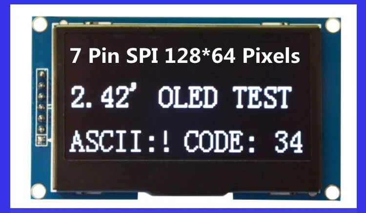 

2.42 inch White blue Yellow Green 128x64 OLED display module OLED module 4-wire SPI IIC I2C Interface 7PIN driver ic ssd1309