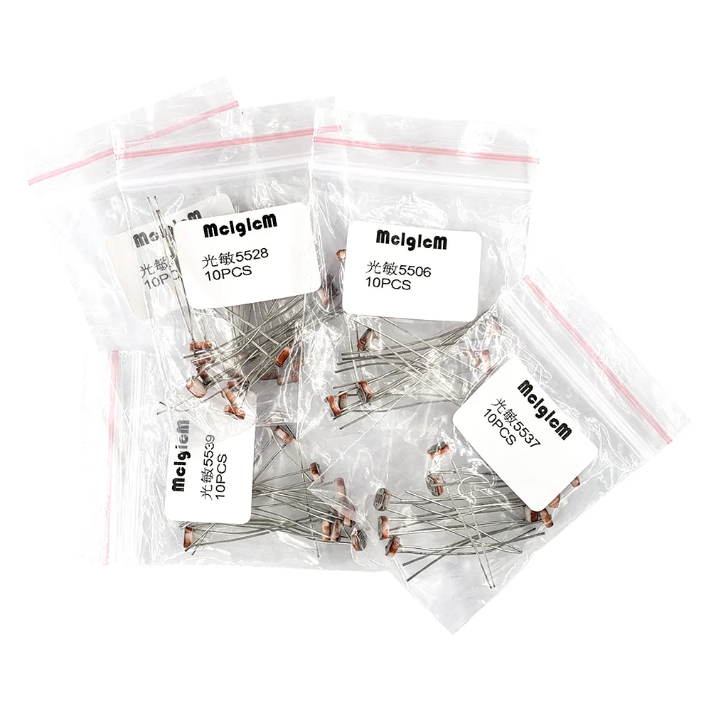 50PCS/LOT (5 values * 10pcs) LDR Photo Light Sensitive Resistor Photoelectric Photoresistor Kit for 5506 5516 5528 5537 5539