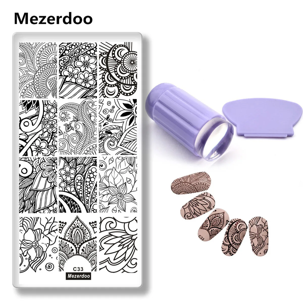 

Lace Grids Nail Art Template & Manicure Stamp Scraper Stamping Set Manicure Beauty Cane Vine Designs Image Plate Accessories