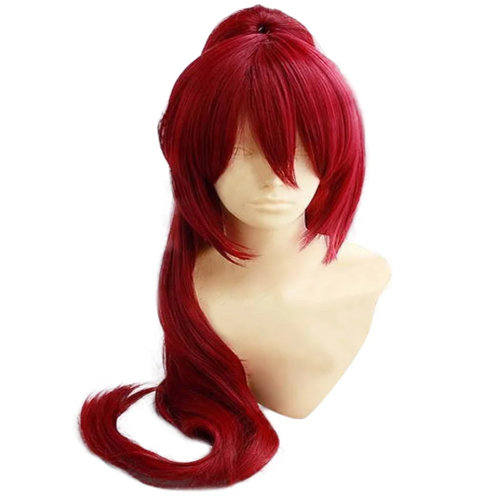 HAIRJOY Red Blonde Pink Purple Black Cosplay Wig Ponytail Long Straight Heat Resistant Synthetic Hair