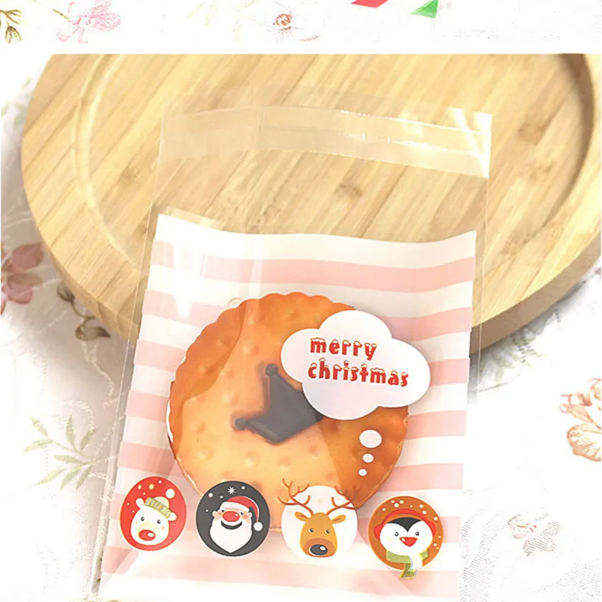 Marebell рождественские упаковки печенья 10*10 см 50 шт мультфильм Санта Клаус Рождественская вечеринка печенье вафельная упаковка для выпечки