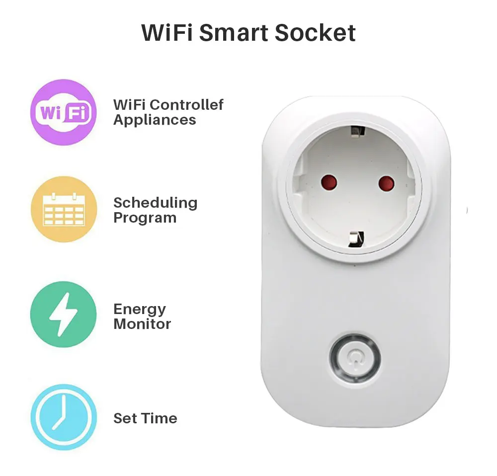 WiFi Smart Socket Power outlet Multi Brazil Plug With Energy Monitor Tuya APP Control Compatible with Alexa and Google Home