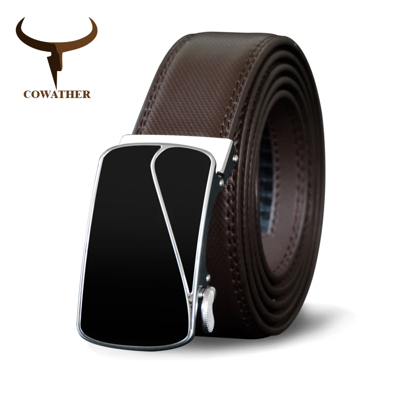 

COWATHER Newest cow genuine leather belts for men luxury male strap alloy automatic buckle belt cowhide waistband free shipping