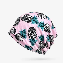 Хлопковая шапочка шапки для мужчин и женщин Ананасовый Узор тюрбан шляпа женский головной убор пляжный Приморский Gorros маска с костью