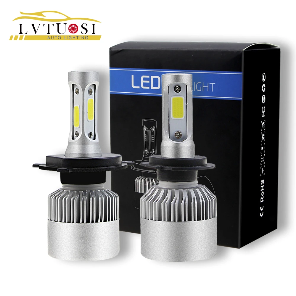 LVTUSI H1 H4 светодиодный H7 H11 9003 HB2 H3 H8 H9 COB S2 Автомобильная фара 72 Вт 8000LM Высокая все в