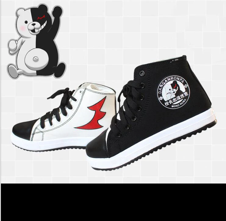 Sapatos de Lona Botas de Tornozelo dos Homens para Mulheres Novo Anime Japonês Danganronpa Monokuma Cosplay Sapatos Dangan Ronpa 3