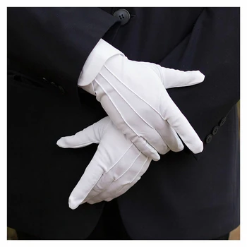 

2019 New Fashin Men Cotton White Tuxedo Gloves Formal Uniform Guard Band Butler Hot Sale