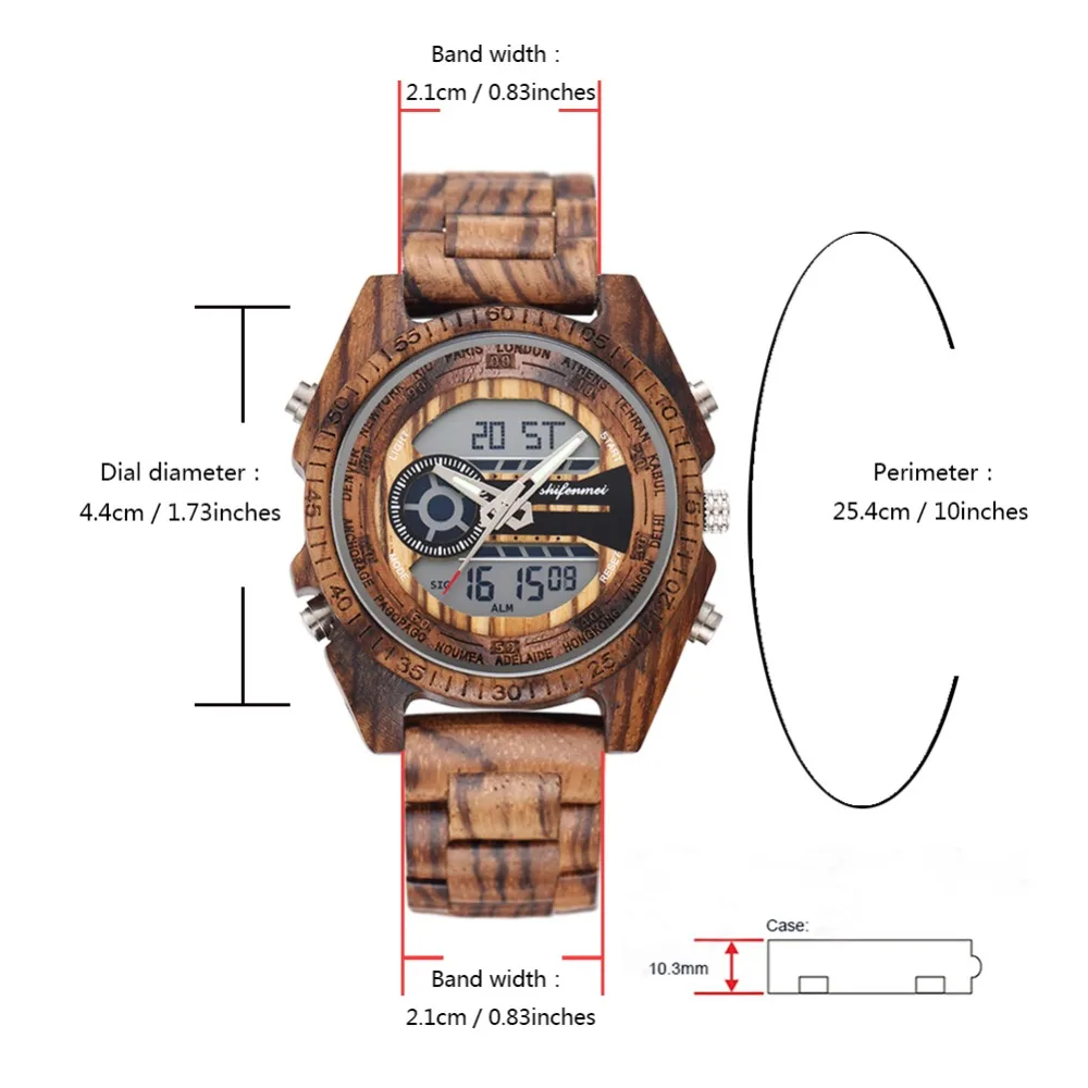 top luxury brand Shifenmei 2139 Antique Mens Zebra and Ebony Wood Watches with Double Display Business Watch in Wooden digital quartz watch drop shipping 2019 (25)