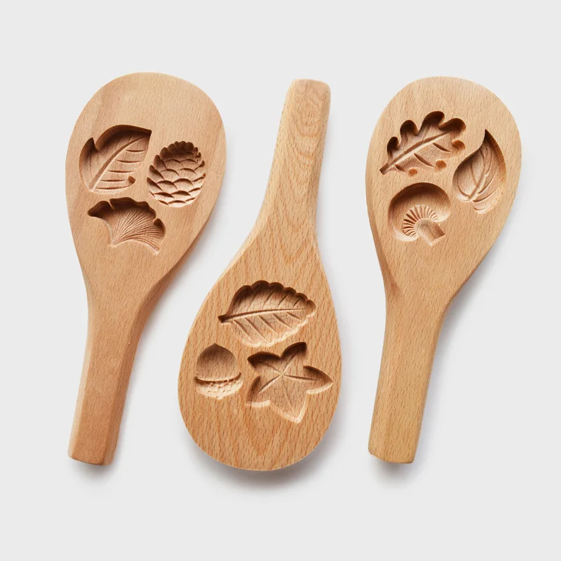 Creative Wooden Cookie Mold with Handle Eco Friendly Natural Wood