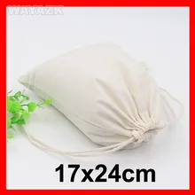 100 шт/партия) Размер W17xH24cm(6,8x9,") пустой простой хлопок drawstring Подарочная сумка с логотипом