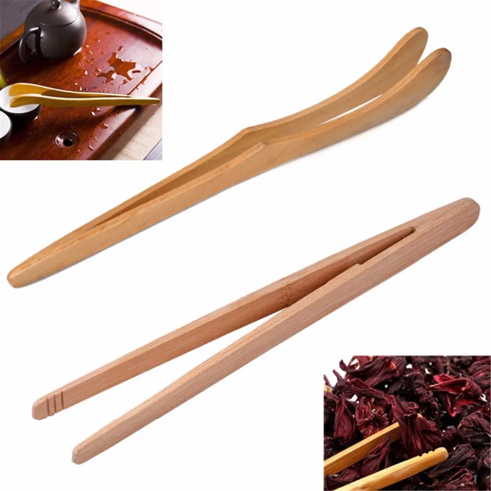 Bamboo Wood Wooden Food Toast Tongs Toaster Bacon Sugar Ice Tea Tong