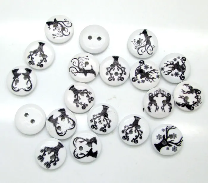 100pcs 15mm Mixed Round Tree Wooden Buttons For Clothes Crafts Sewing Decorative Needlework Scrapbooking DIY Accessories | Дом и сад