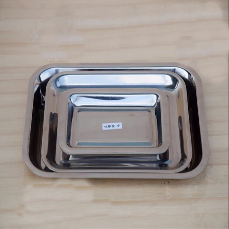 3 Pieces Per Set Thicker Stainless Steel Barbecue Dishes Creative Kitchen Accessories Rectangle Storage Tray Set