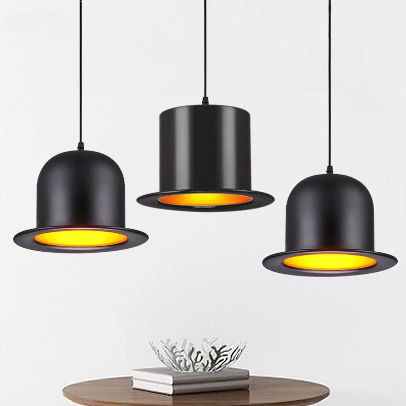 Modern Black Hat Pendant Light British Chaplin Cap Pendant Lamp Bar Restaurant Suspension Drop Pendant Light (3)