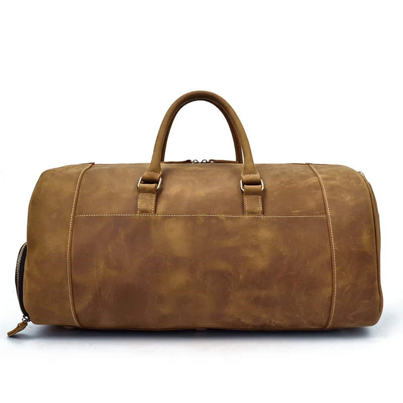 Men's Leather Duffel Bag 22 inch with Shoe Pocket - Woosir