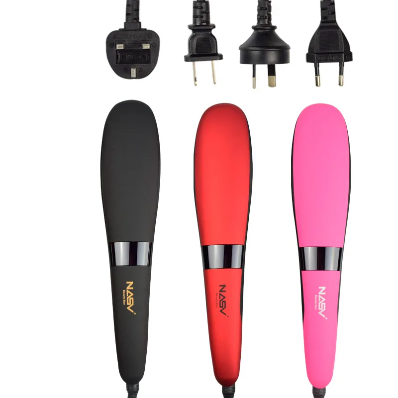

Professional Anion Brush Hair Straightener Comb Fast Smooth Comb with LCD Electric Ceramic NASV300 Irons Hair Straightener Brush