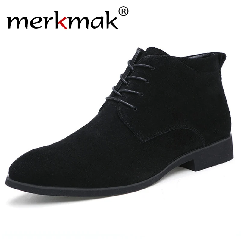 Najtaniej Merkmak mężczyźni buty buty do kostki ze skóry naturalnej oddychające męskie skórzane buty buty za kostkę Outdoor Casual Men Winter Warm Shoes