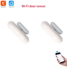 Tuya умный WiFi датчик для двери, датчик окна, уведомления приложения, не требуется дополнительный концентратор, бесплатное приложение для Android и IOS