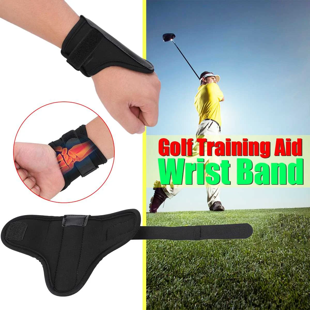 Golf Wrist Band Training Aid Swing Trainer Guide Golfer Train Fixator Holder Wrist Braces Trainer Corrector Golf Practice Tool