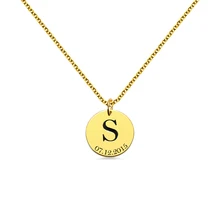 AILIN Customized Initial and Date Engraved Name Coin Necklace For Women Fashion Gold Color Necklace AILIN Customized Initial and Date Engraved Name Coin Necklace For Women Fashion Gold Color Necklace