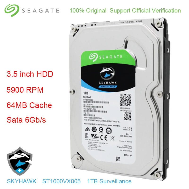 Originele Interne HDD tb Skyhawk Surveillance Schijf 3.5 "5900 rpm SATA 6 gb/s 64 mb Cache ST1000VX005 - AliExpress Computer & Kantoor