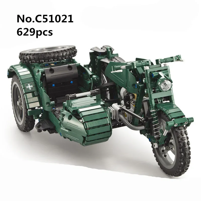 

629pcs Building Blocks World War II Motorcycle Technic Remote Control RC Compatible with L Brand For Educational Gift
