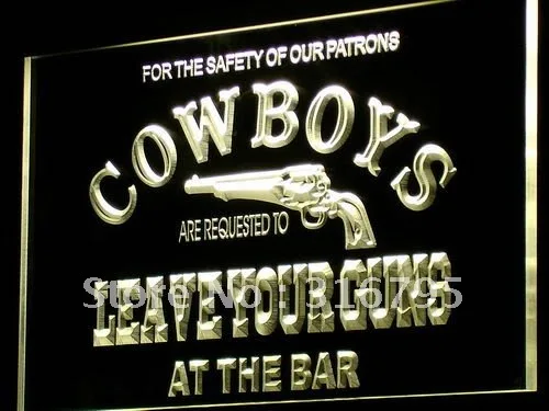 I783 Cowboys Leave Guns Bar Beer светодиодный неоновый светильник вывески Вкл/Выкл