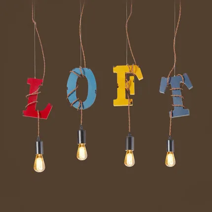 

Industrial Vintage Loft Pendant Lights Wooden Creative DIY Letter Pendant Lamp Hanglamp Fixtures For Home Lightings Luminaire