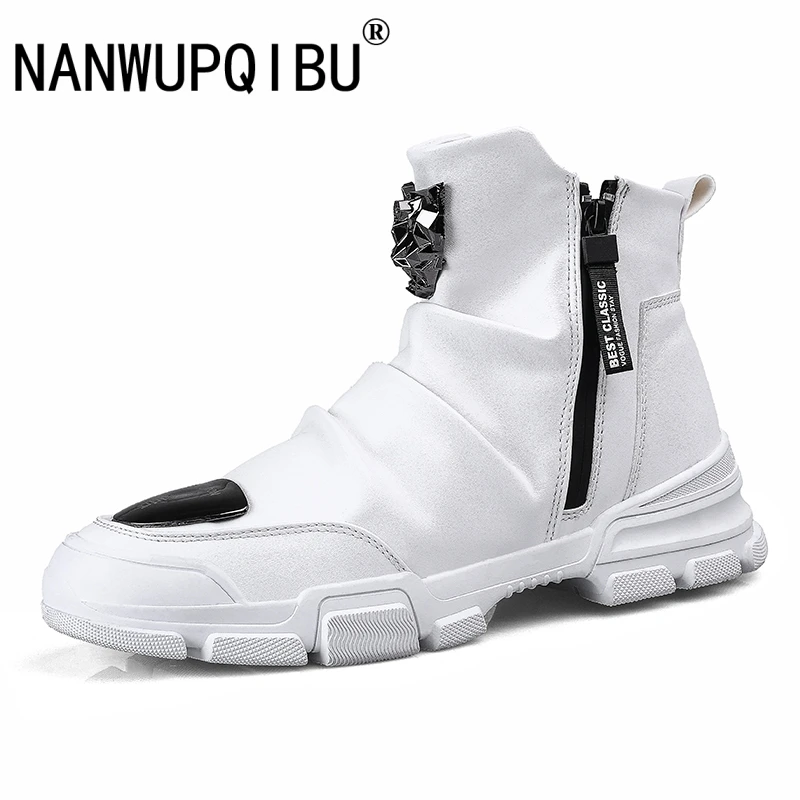 

2019 Casual Male Shoes Fashion Nightclub Men Zipper Ankle Mens Motorcycle Boots Pu Leather Punk Boots