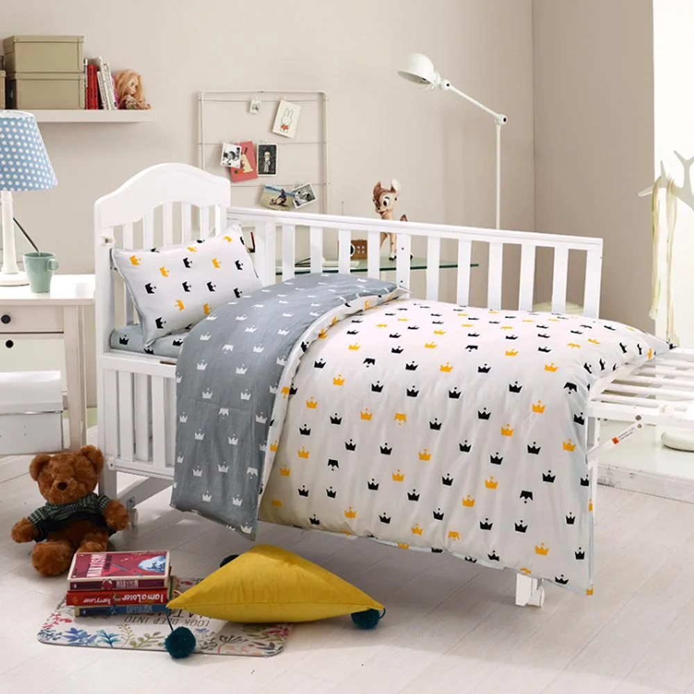 Комплект из 3 предметов, Детский Комплект постельного белья, чистый хлопок, мультяшный рисунок звезды, комплект для детской кроватки, включая наволочку, пододеяльник, кроватка, плоский лист