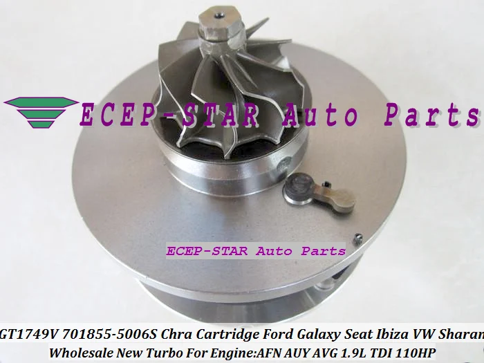 GT1749V 701855-5006S Turbo CHRA Cartridge Turbocharger Core Galaxy Seat Ibiza Volkswagen VW Sharan AFN AUY AVG 1.9L TDI 110HP (6)