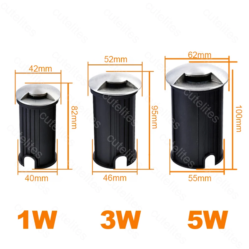 1W 3W 5W LED Buried IP66 AC85-260V DC12V Outdoor Recessed Deck Light 1/2/3/4 Side View Underground Lamp Sidewalk