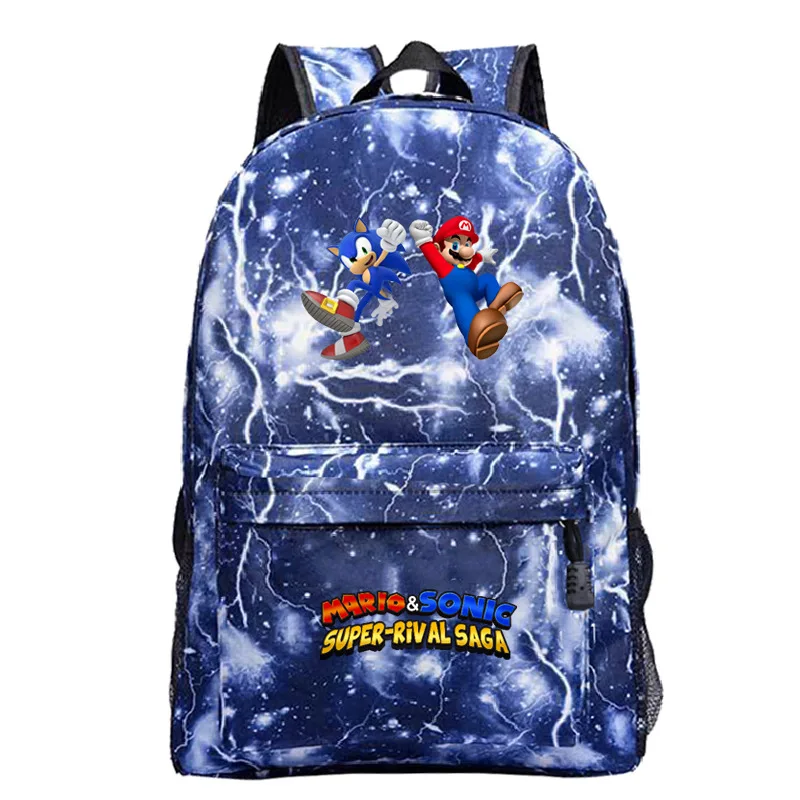 photo color Милые Sonic Super Mario Bros мультфильм печати школьные рюкзаки для подростков рюкзак для девочек и мальчиков Повседневный школьный рюкзак дорожная сумка рюкзак - Цвет: photo color