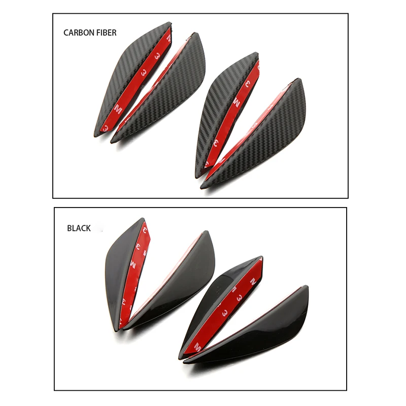 Car Front Bumper Lip Protector Rubber Rear Diffuser Car Spoiler Universal Carbon Fiber Splitter Protection Stickers Guard 4PCS