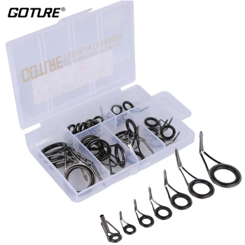 

Goture 35pcs/box Fishing Rod Ring Guides For Rock Fishing Pole Stainless Steel Guide Tip Rings DIY Repair Kit