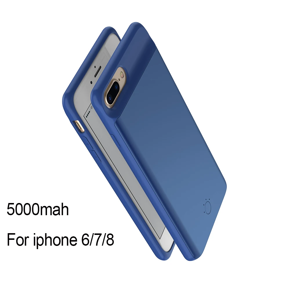 5000mah Силиконовый чехол для аккумулятора для iPhone 6 6s 7 8 Plus чехол Внешнее зарядное устройство чехол max 5000-7200 мА/ч, несколько цветов Мощность банка - Цвет: 5000mah