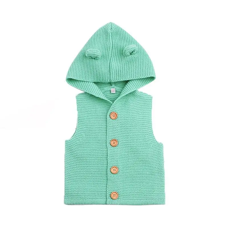 Вязаный кардиган для маленьких мальчиков; зимние свитера для маленьких девочек; топы; Осенняя детская куртка; пальто; серые свитера с капюшоном и длинными рукавами для маленьких мальчиков - Цвет: Зеленый