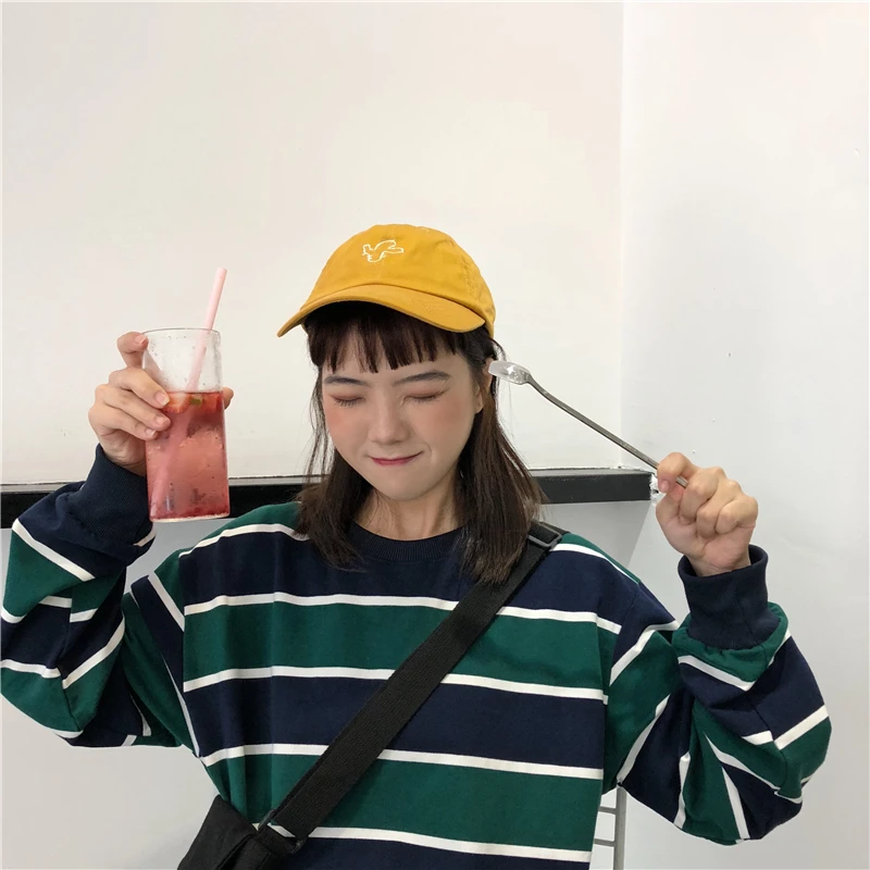 

Autumn Stripe Loose Large Size Female Korea Ulzzang Sweatshirt Couple Long Sleeve O-neck Harajuku Casual Hip Hop Sweatshirt
