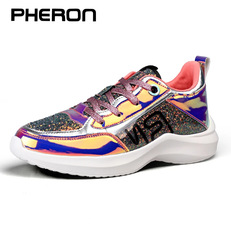 PHERON/2019 женские белые кроссовки смешанные цвета Повседневная розовая Женская